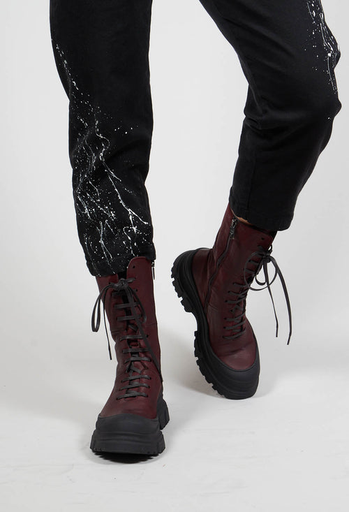 Lace Up Boots In Gasoline Lagrain