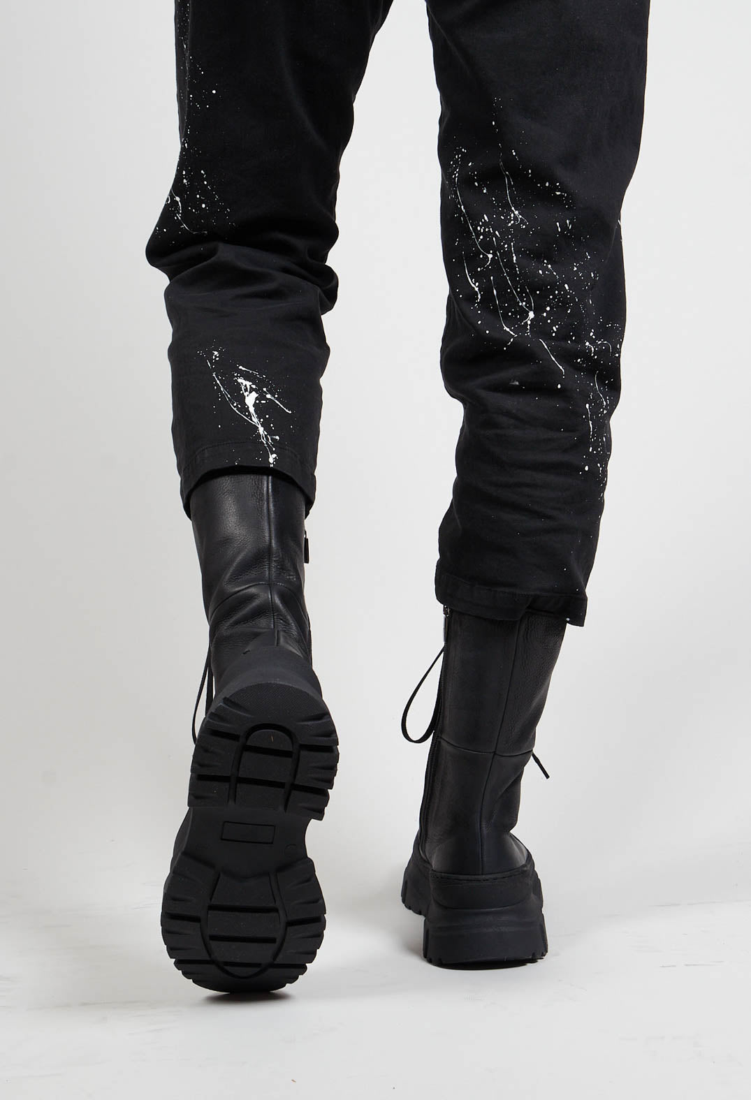 Lace Up Boots In Gasoline Nero