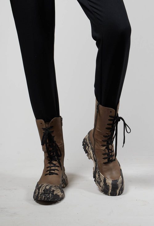 Lace Up Boots With Chunky Sole in Gasoline Atmosfera