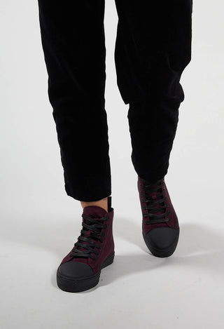 Lace up High Top Pumps in Ruby