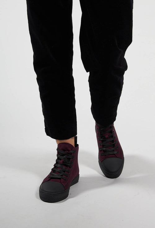 Lace up High Top Pumps in Ruby