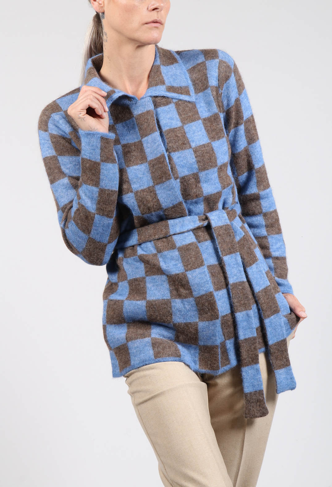 Lauren Knitted Shirt in Blue and Brown