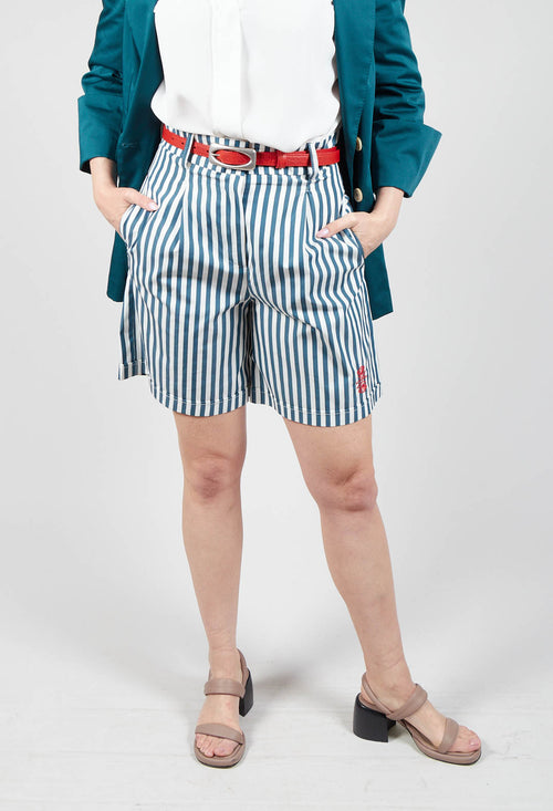 Striped Bermuda Shorts in Poseidon Green