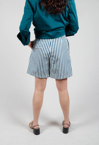 green striped Bermuda shorts with front pockets