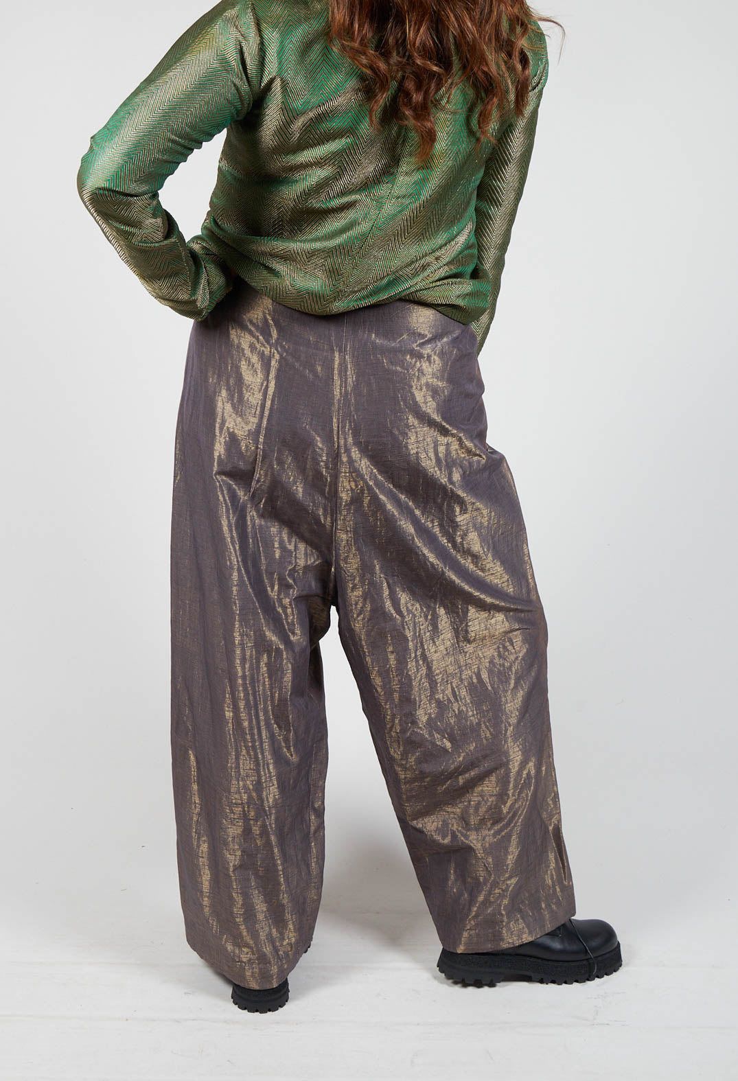 Silk Metallic Low Crotch Pants in Copper