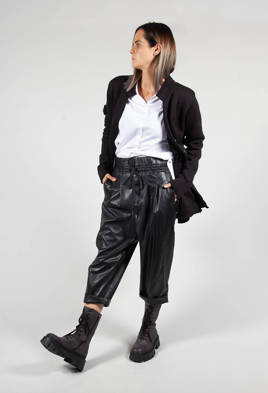 Faux Leather Pant in Black