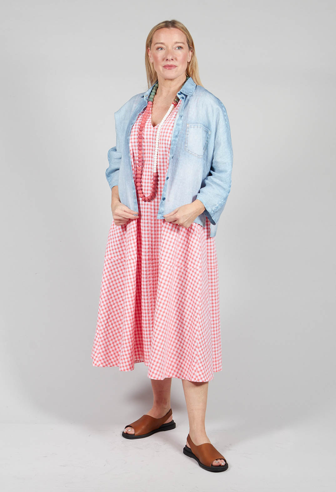 Milan Dress in Nectarine Medium Check