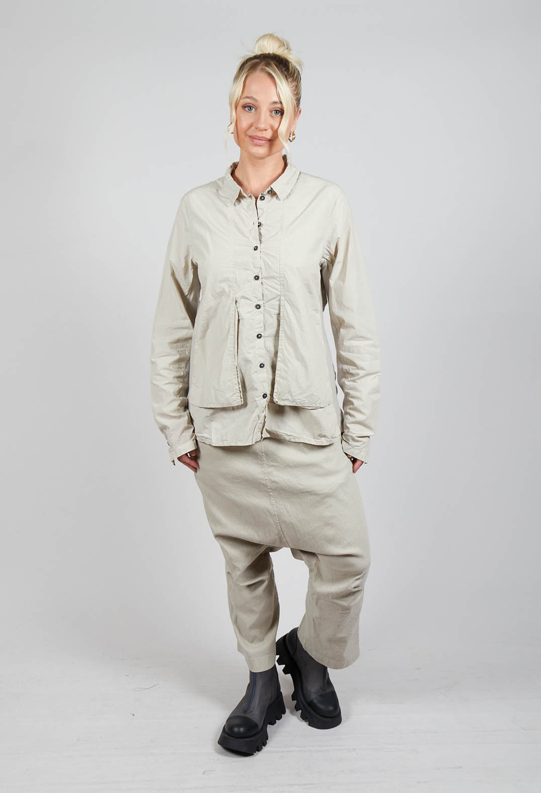 Layered Fabric Shirt in Eraser
