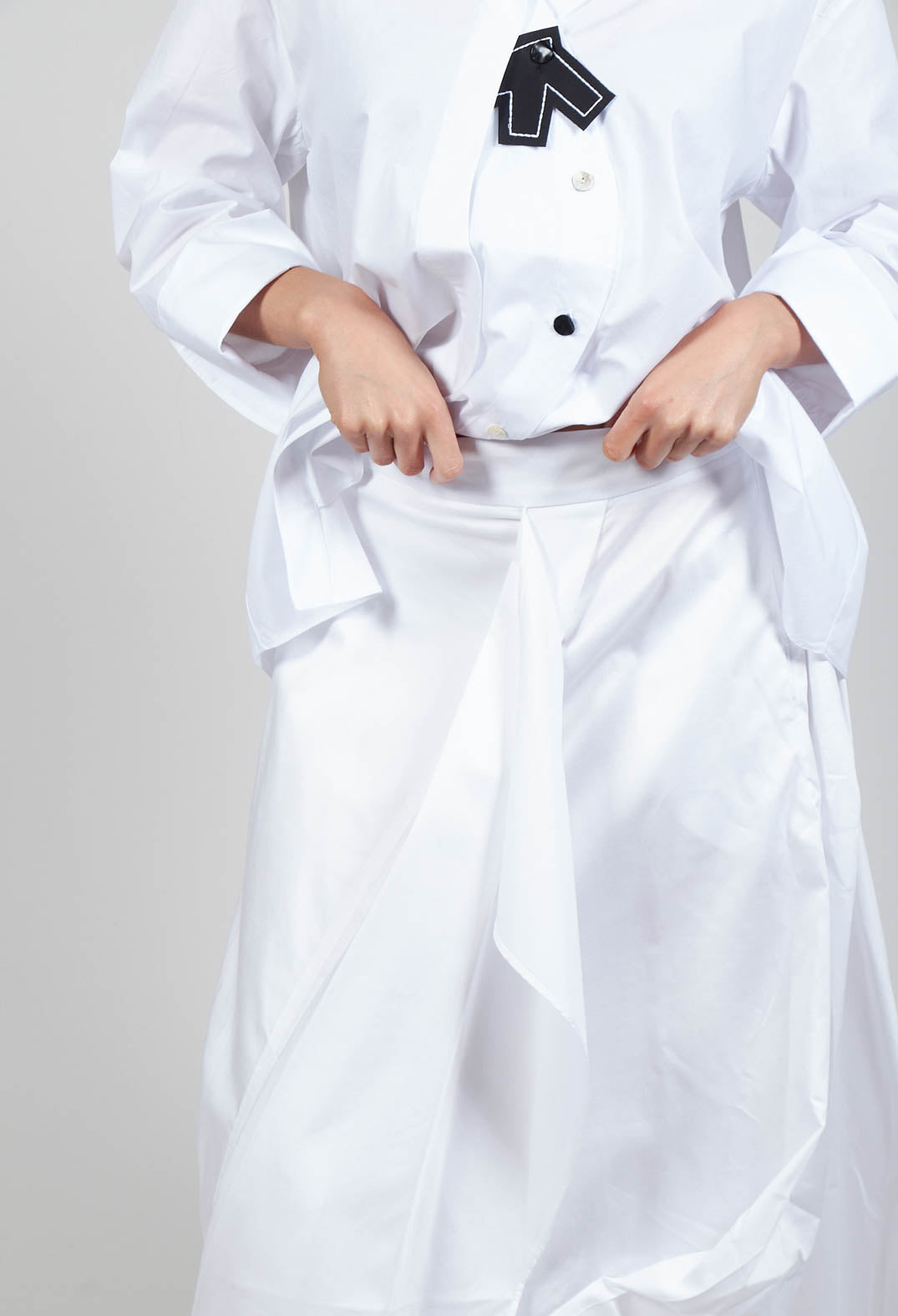 Layered Fabric Skirt in White
