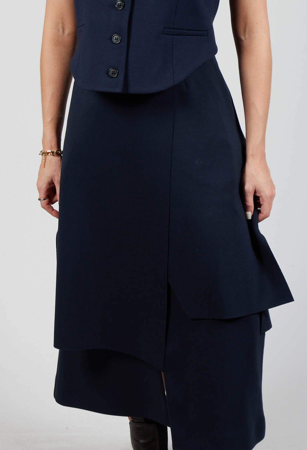 Layered Scuba Skirt in Blue Nights