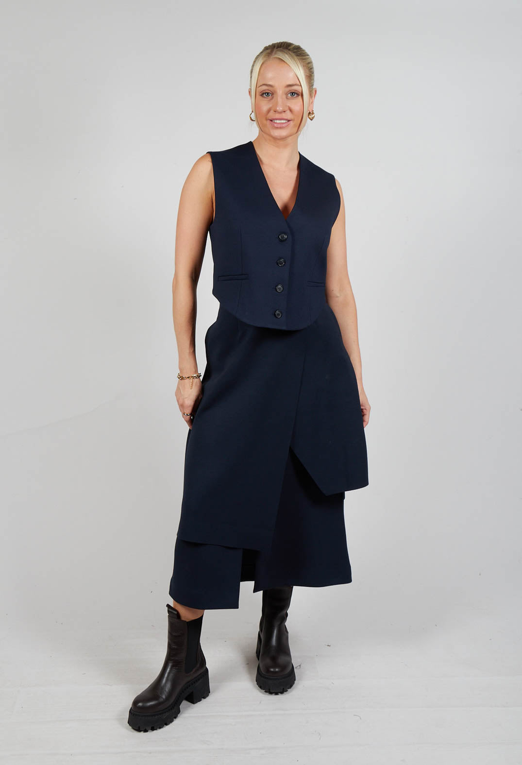 Layered Scuba Skirt in Blue Nights