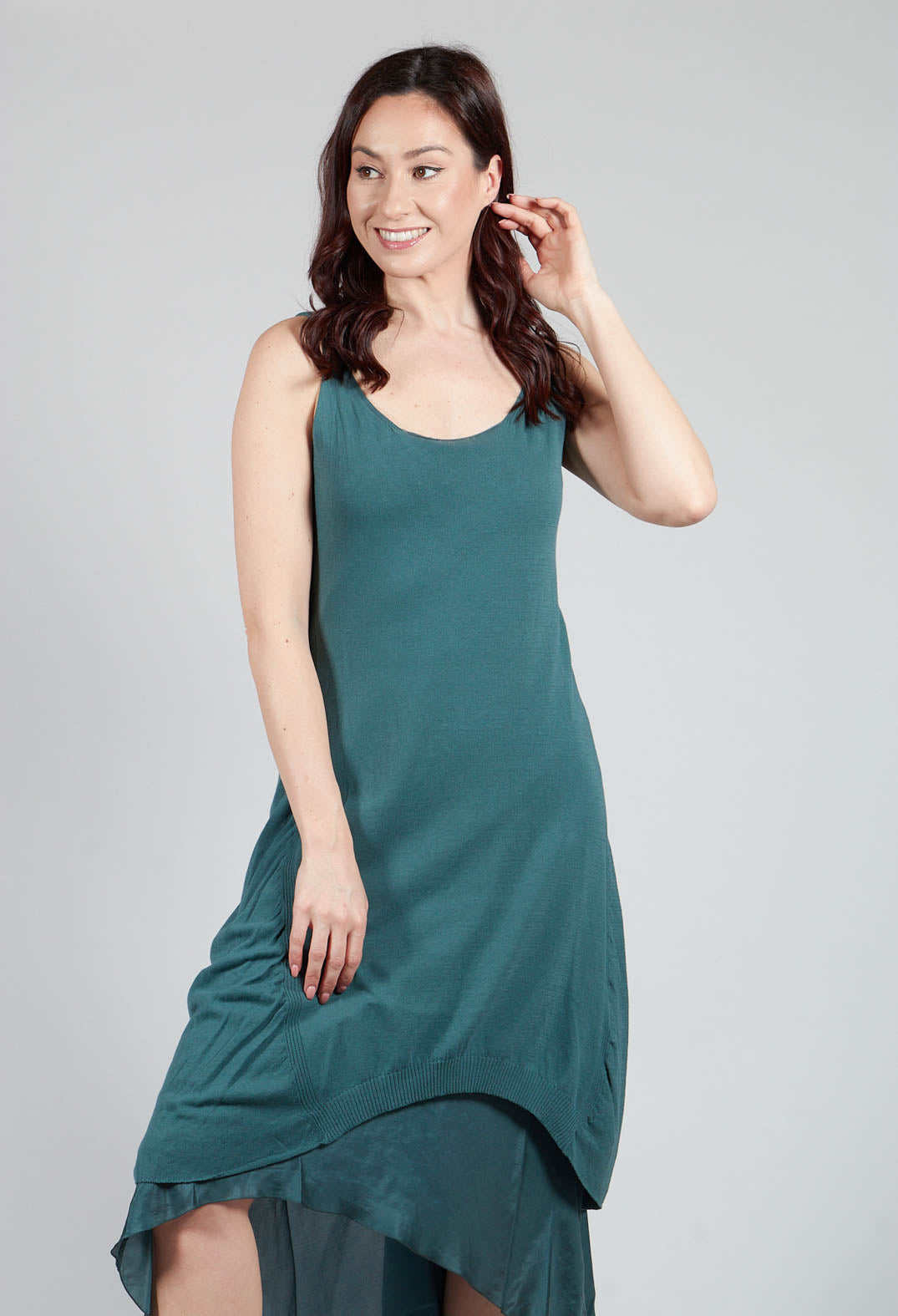 Layered Vest Dress in Petrol