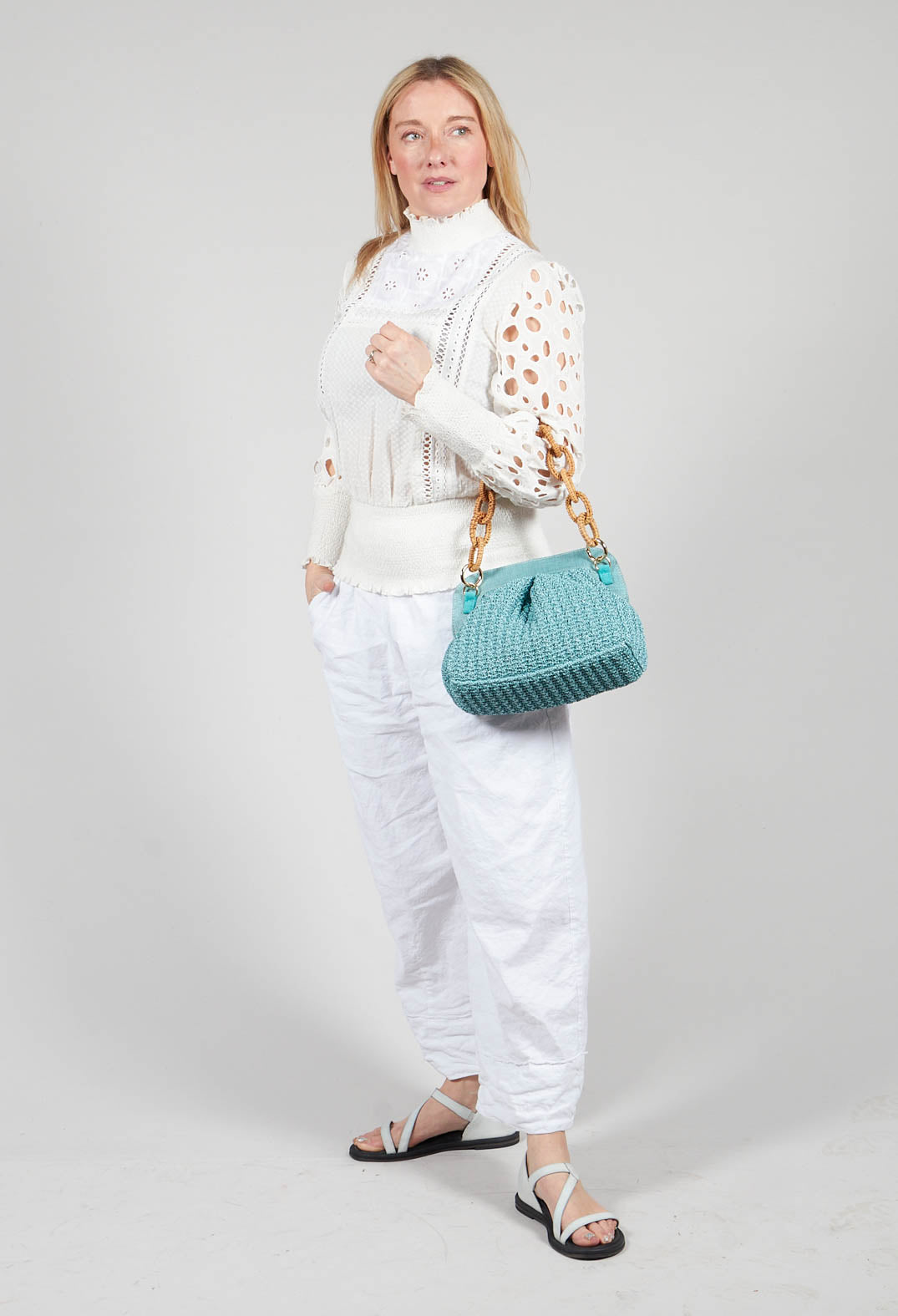 Lia Knit Bag in Blue