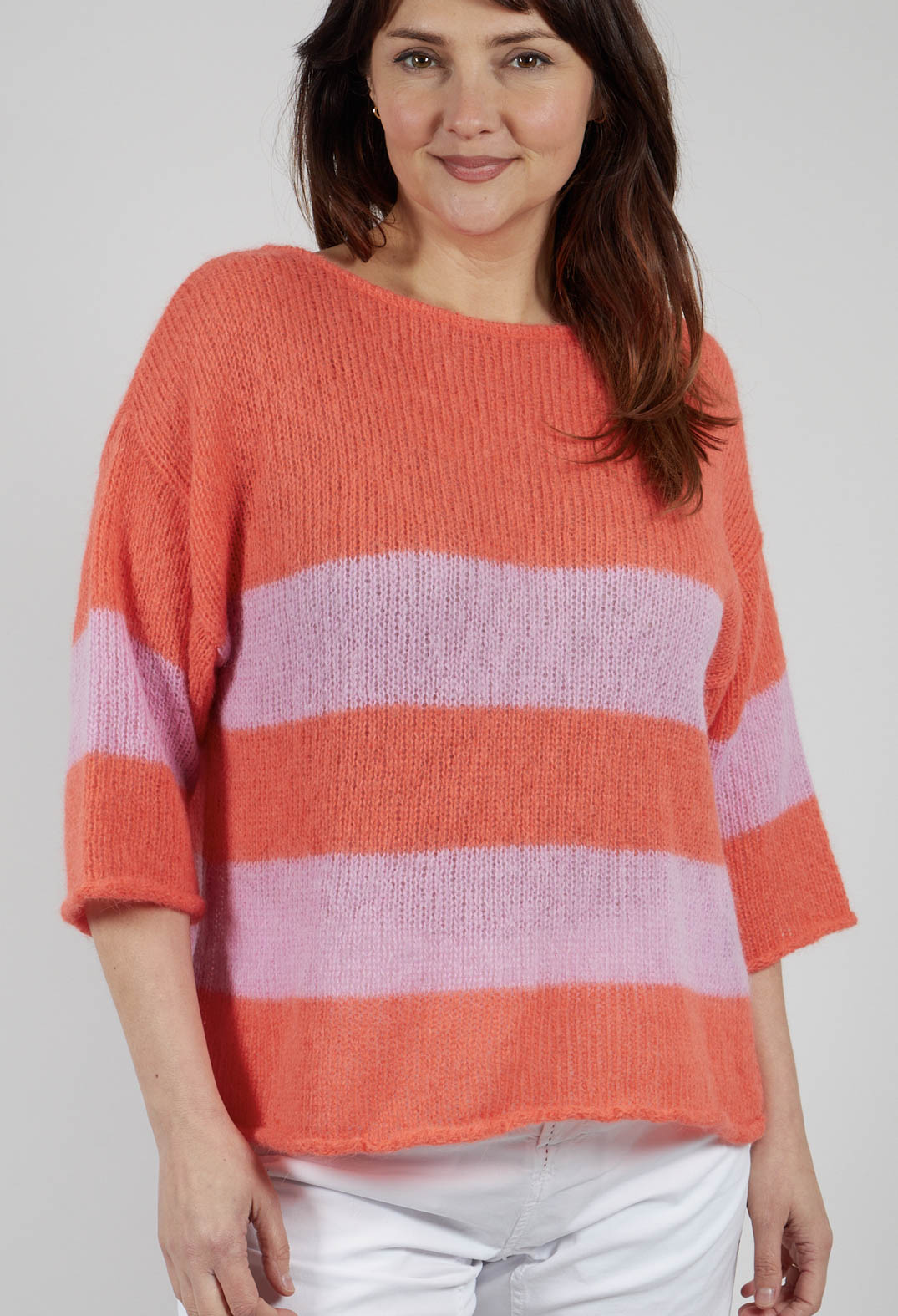 Light and Fluffy Pullover in Orange and Pink