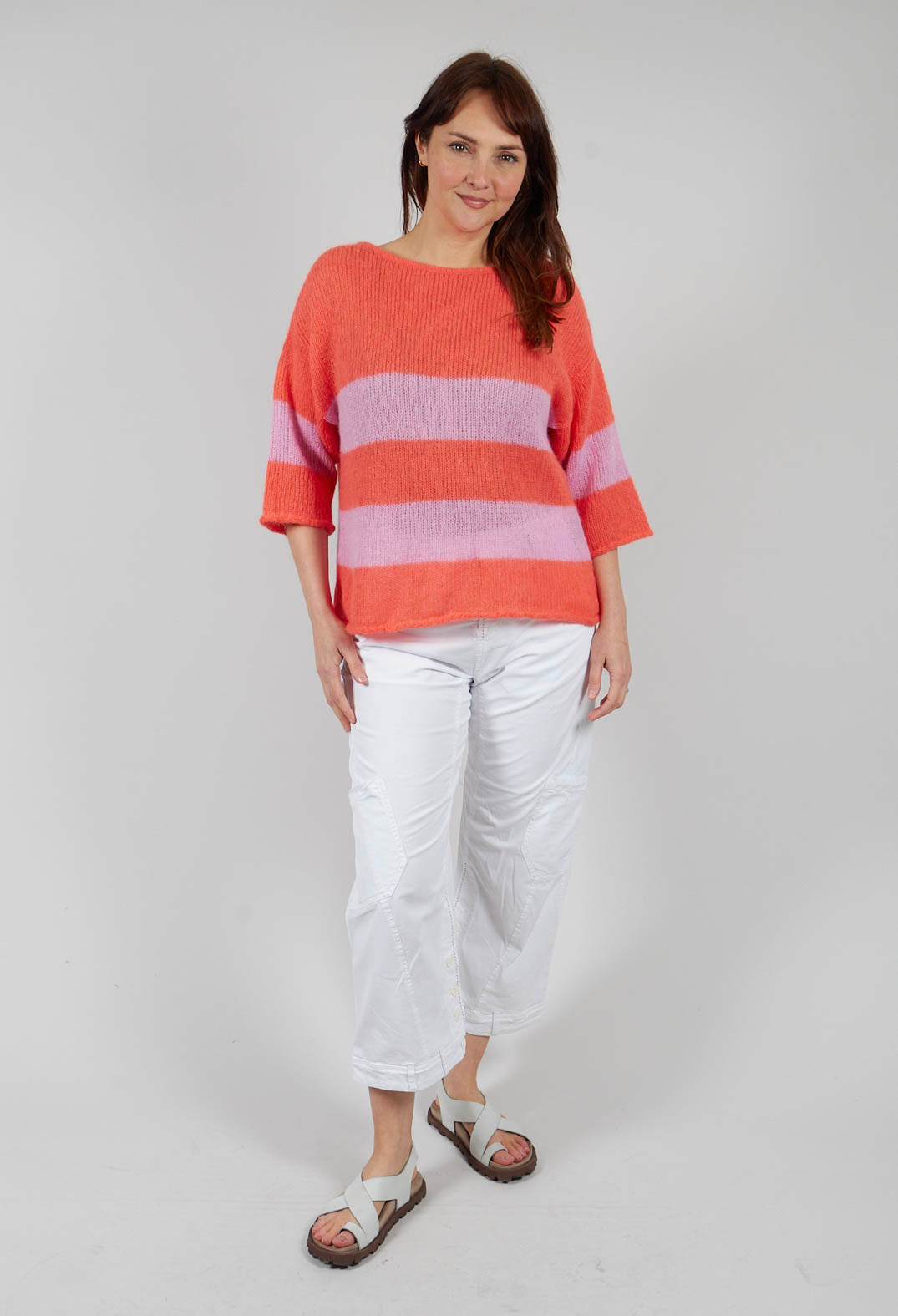 Light and Fluffy Pullover in Orange and Pink