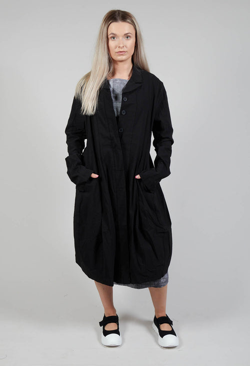 Lightweight Coat with Tulip Hem in Black