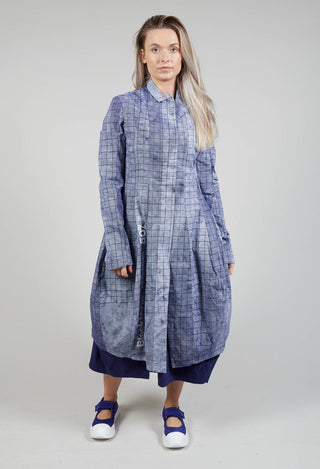 Lightweight Coat with Tulip Hem in Placed Azur Print