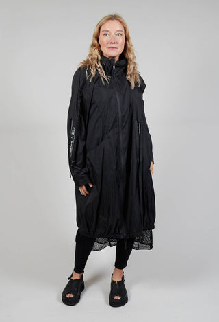 Lightweight Longline Coat with Zip in Black