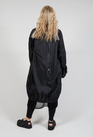 Lightweight Longline Coat with Zip in Black