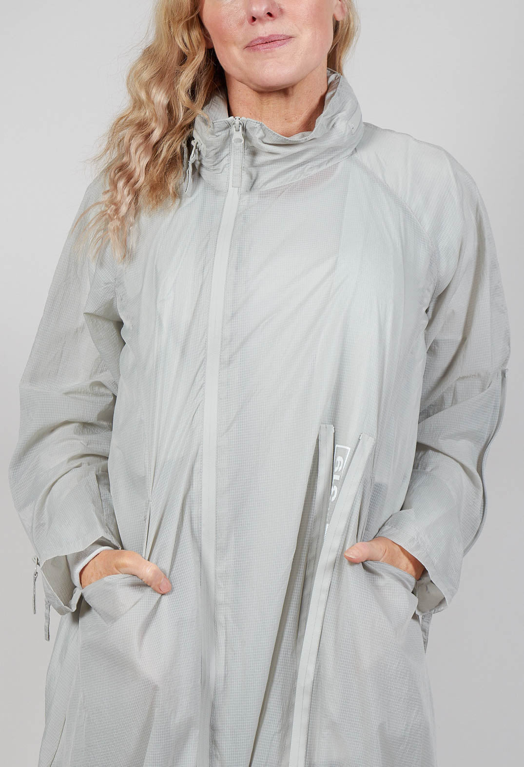 Lightweight Longline Coat with Zip in Grey