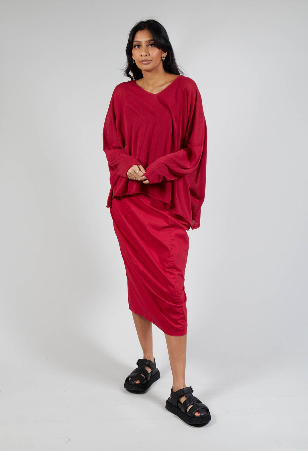 Lightweight Relaxed Jumper in Chili