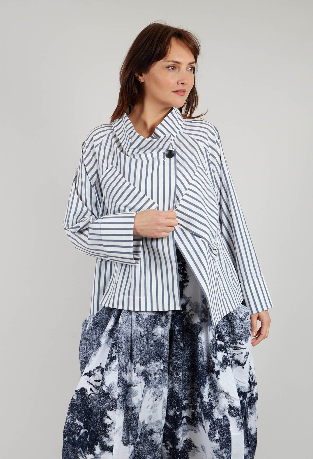 Lightweight Striped Jacket in White