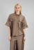 Linen Blend Shirt with Large Pockets in Marmotta