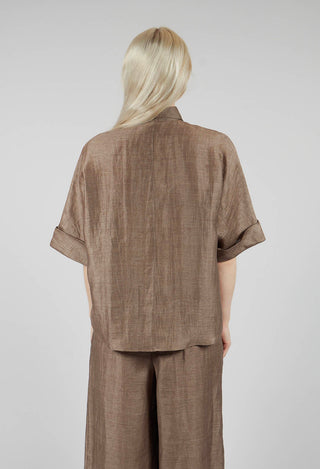 Linen Blend Shirt with Large Pockets in Marmotta