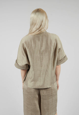 Linen Blend Shirt with Large Pockets in Naturale