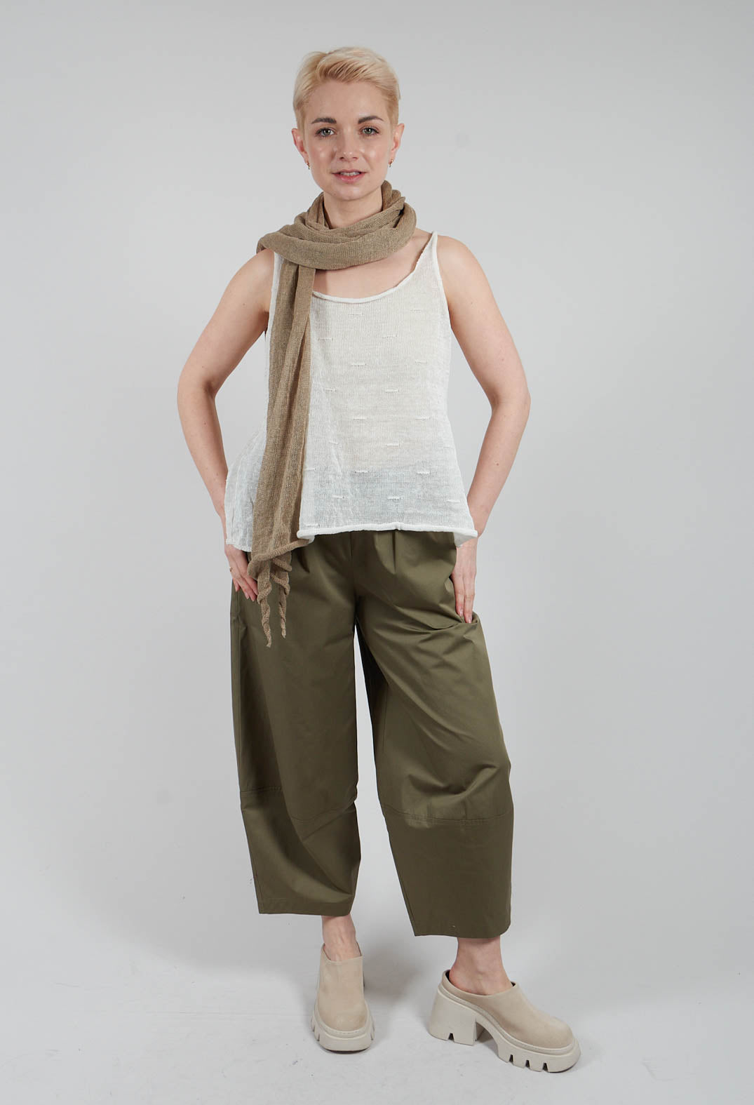 Linen Vest Top in Bianco