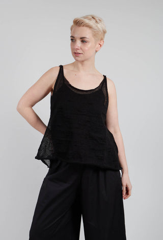 Linen Vest Top in Nero