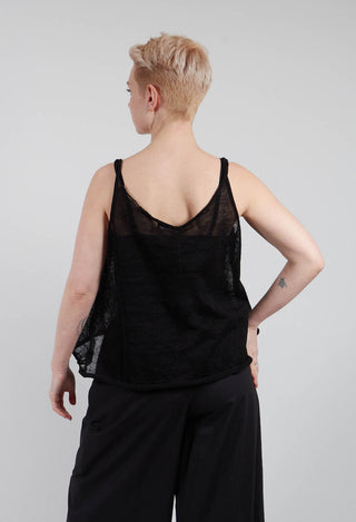 Linen Vest Top in Nero