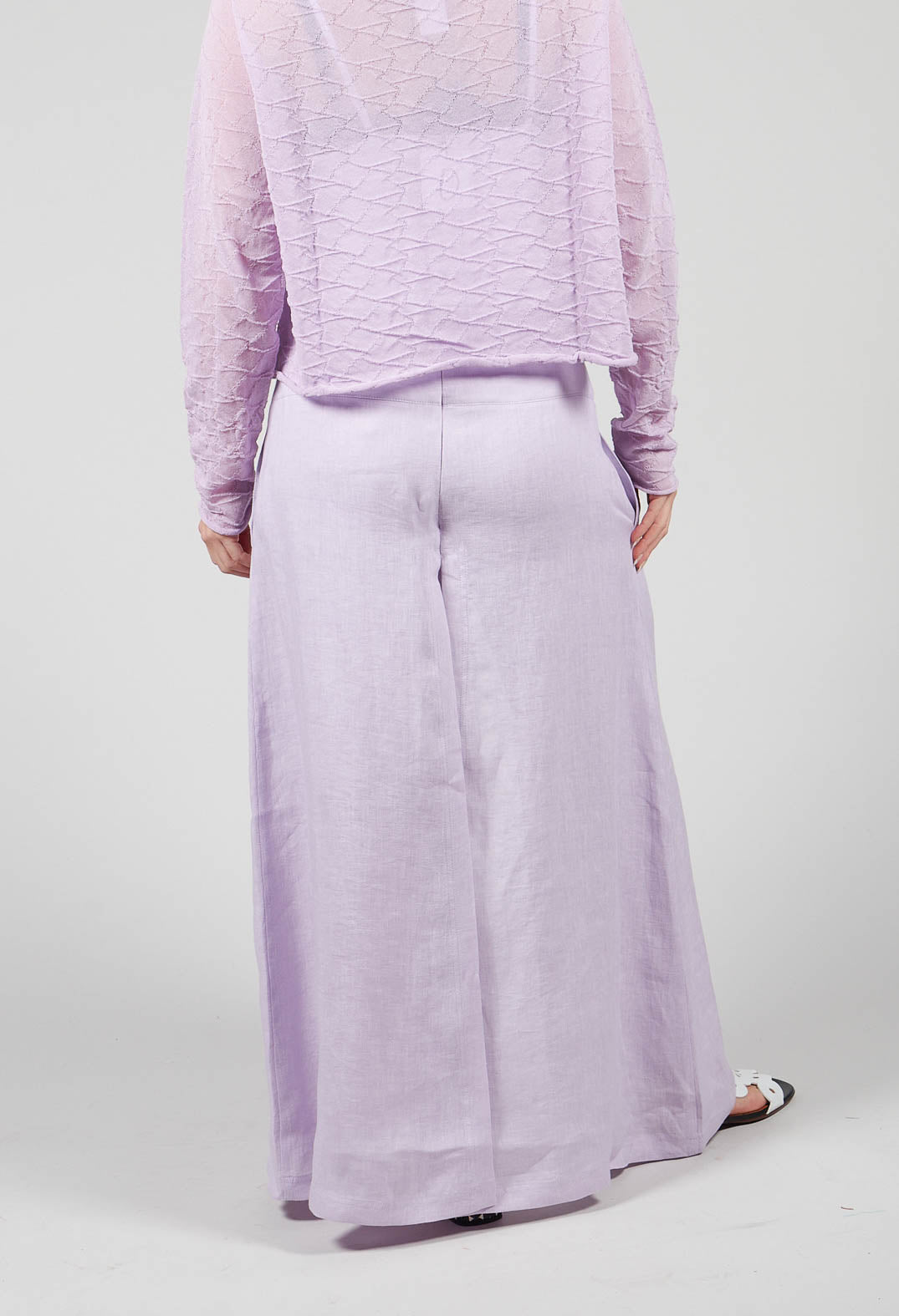 Linen Wide Leg Trousers in Lilac