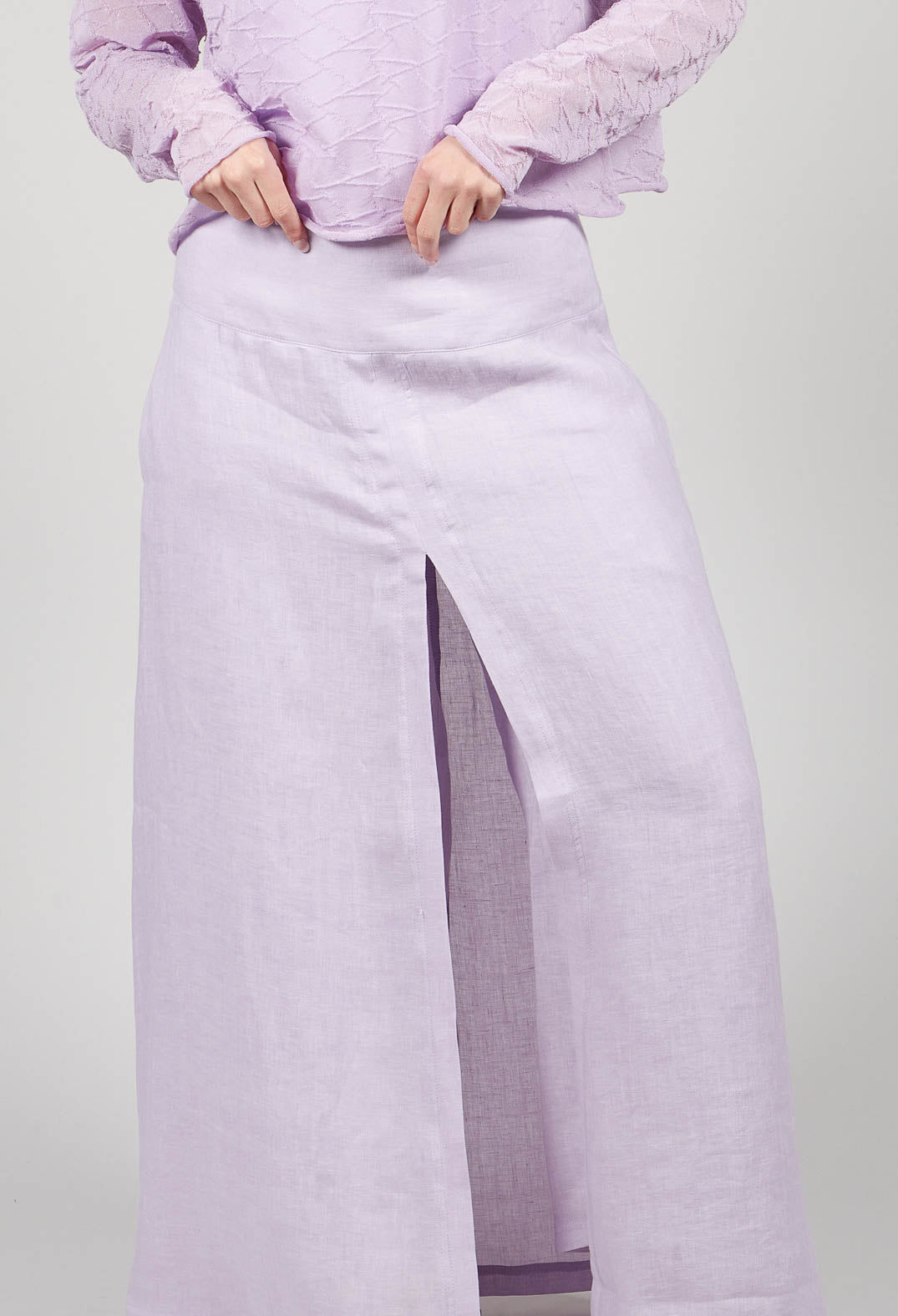 Linen Wide Leg Trousers in Lilac