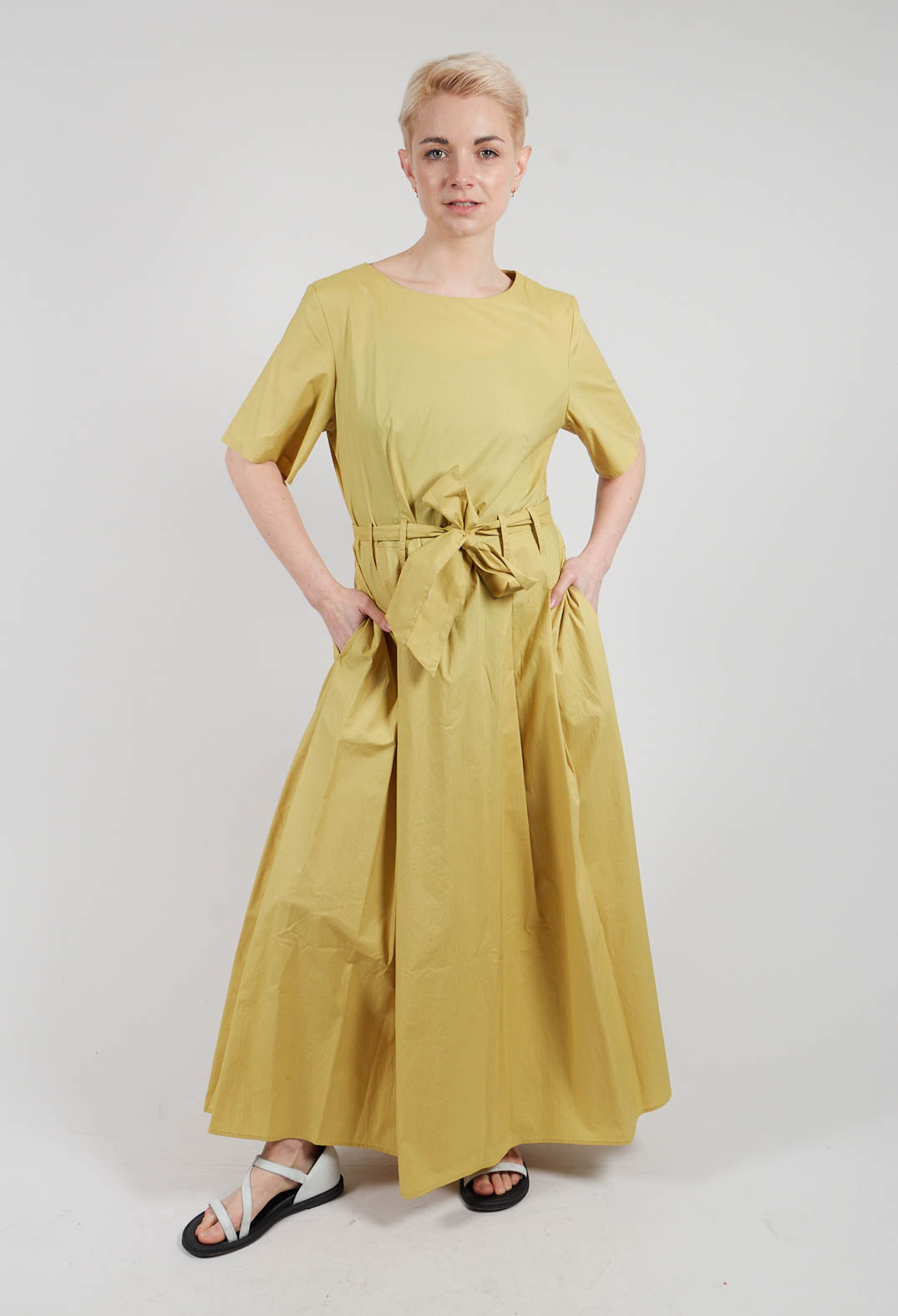 Long Belted Dress in Golden