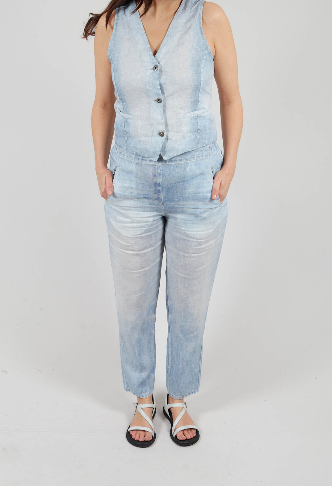 Long Geishan Pants in Bleach Denim