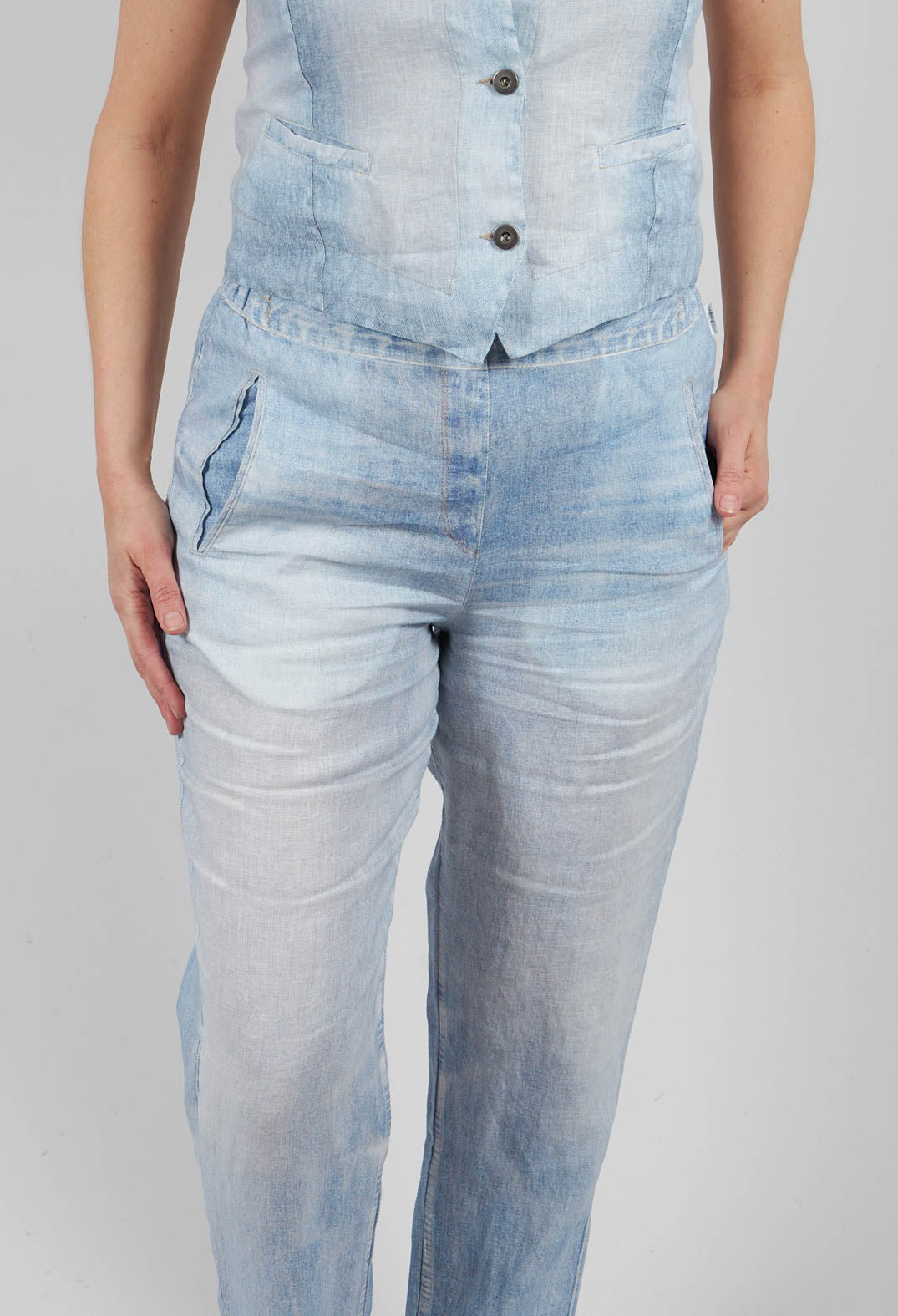 Long Geishan Pants in Bleach Denim