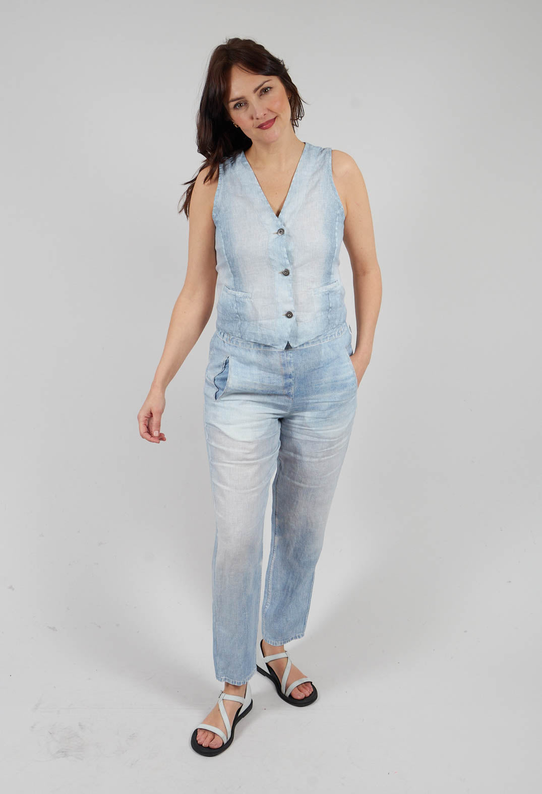 Long Geishan Pants in Bleach Denim