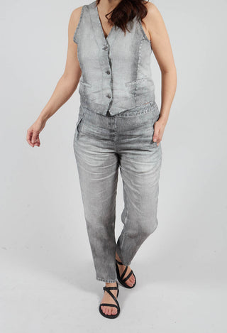 Long Geishan Pants in Grey Denim