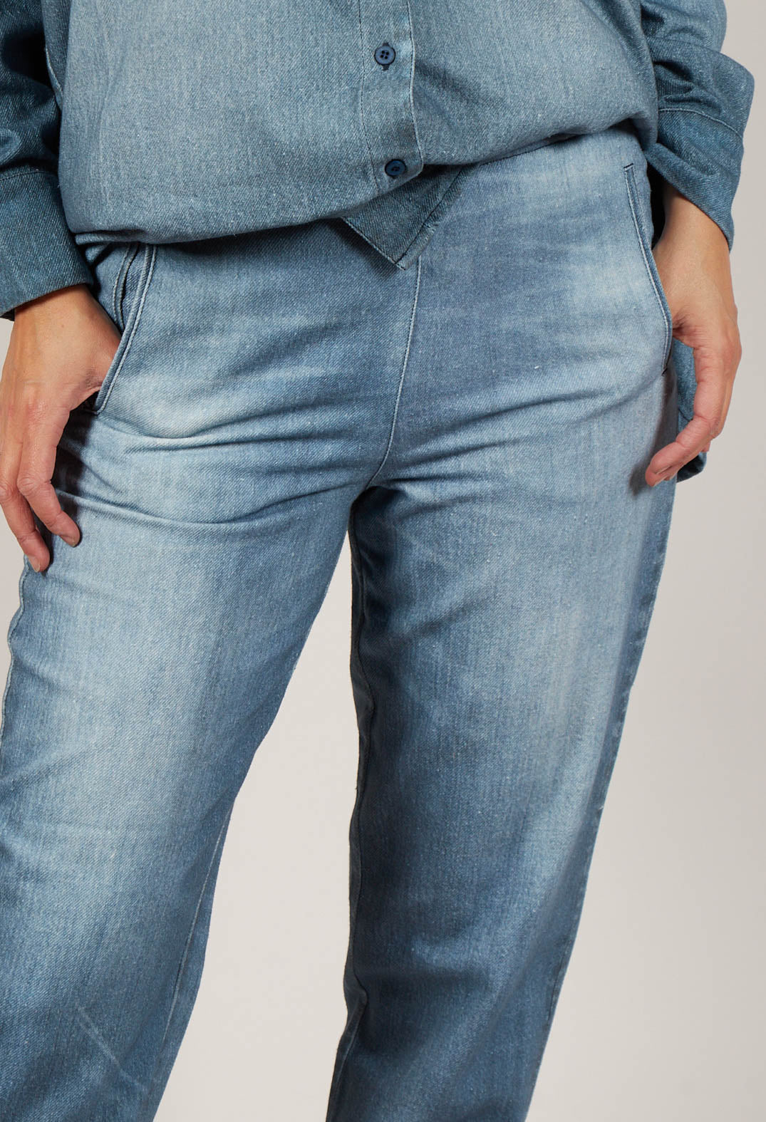 Long Geishan Trousers in Denim