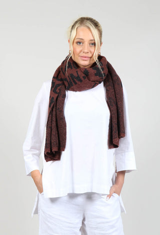 Long Knitted Scarf in Wood Jacquard