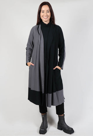 Long Length Cardigan in Black Grey Check