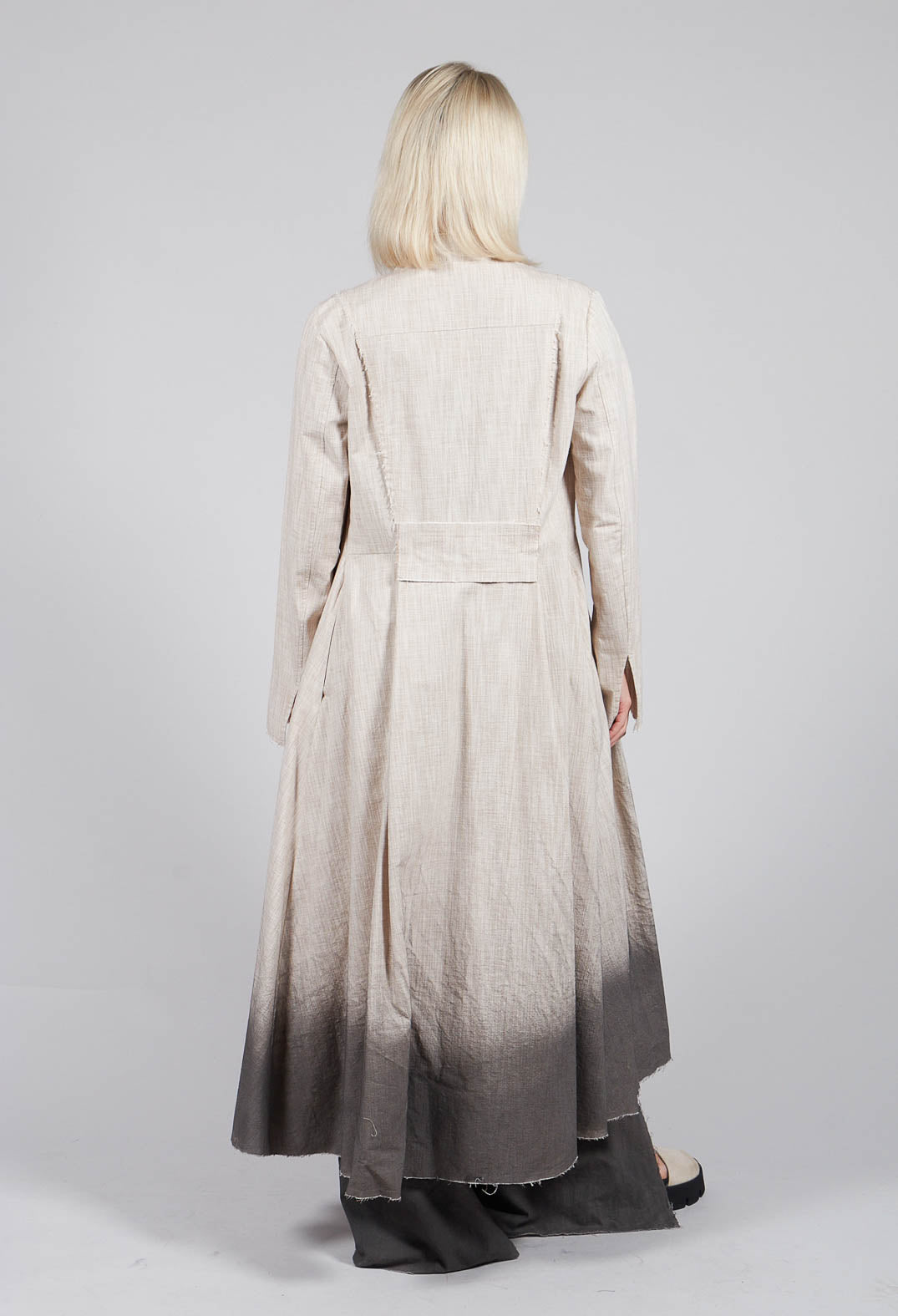 Long Ombre Coat in Cotone Degrade Sand