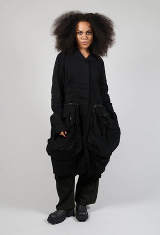 Long Overcoat with Statement Pockets in Black
