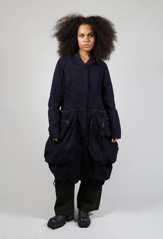 Long Overcoat with Statement Pockets in Grape Cloud