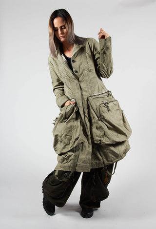 Long Overcoat with Statement Pockets in Schilf Cloud