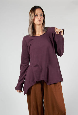 Long Sleeve Asymmetric Hem Top in Ruby