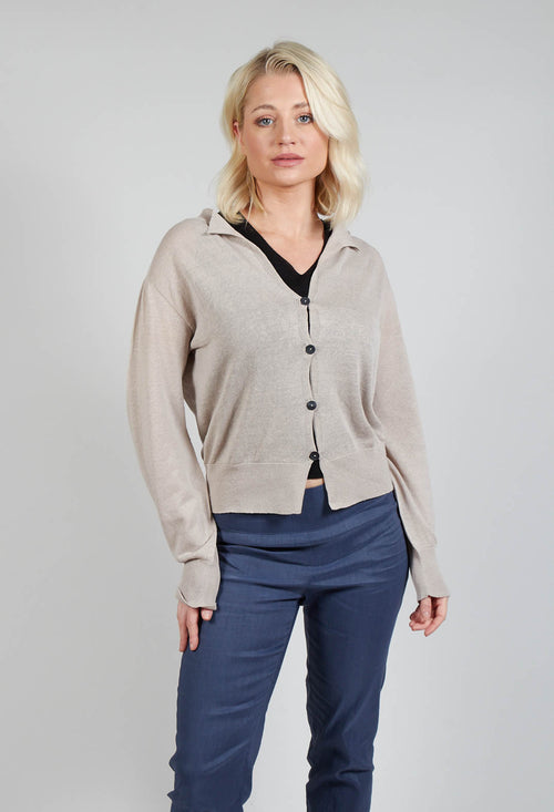 Long Sleeve Cardigan in Mastic