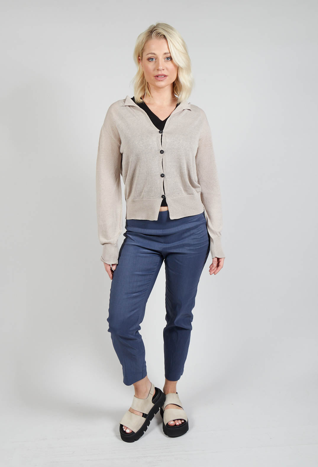 Long Sleeve Cardigan in Mastic