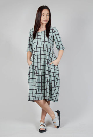 Long Sleeve Checkered Dress in Mineral